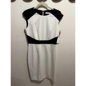 Calvin Klein White & Black Dress Size 6 (With stain)